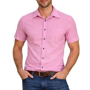 Vintage Christian Dior Monsieur Shirt Medium 15 Pale Pink Short Sleeve Made